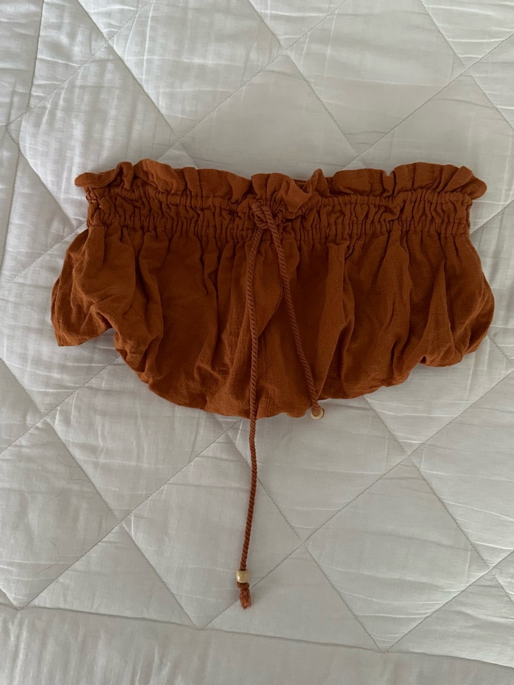 Free People Rust Bubble Top with Bead Drawstring